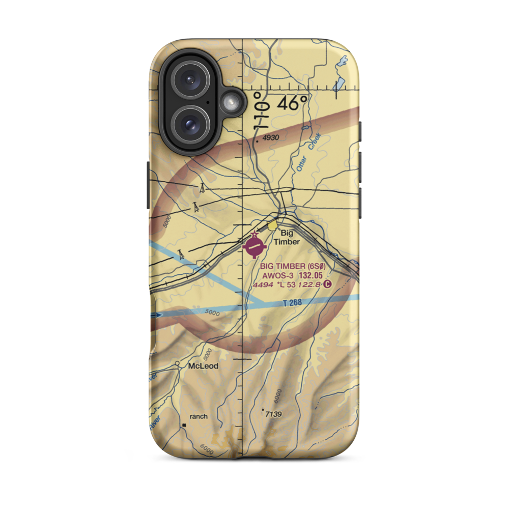 Big Timber Airport (6S0) VFR Sectional  Tough iPhone Case iPhone 16 Plus model shown