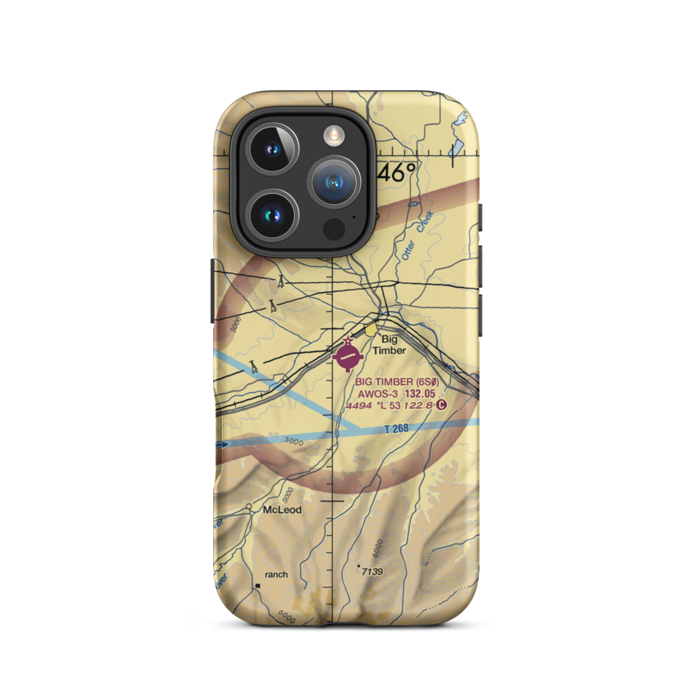 Big Timber Airport (6S0) VFR Sectional  Tough iPhone Case iPhone 16 Pro model shown