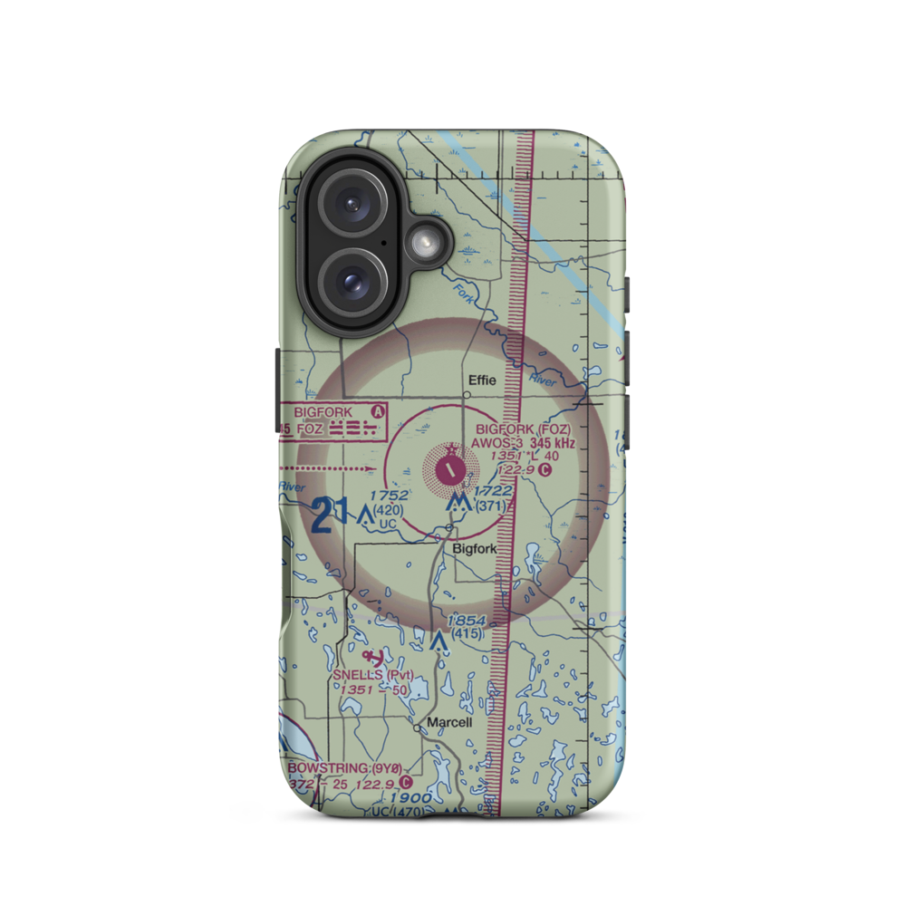 Bigfork Municipal Airport (FOZ) VFR Sectional  Tough iPhone Case iPhone 16 model shown
