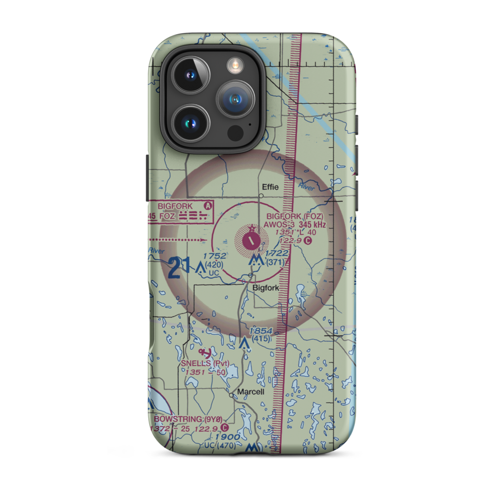Bigfork Municipal Airport (FOZ) VFR Sectional  Tough iPhone Case iPhone 16 Pro Max model shown