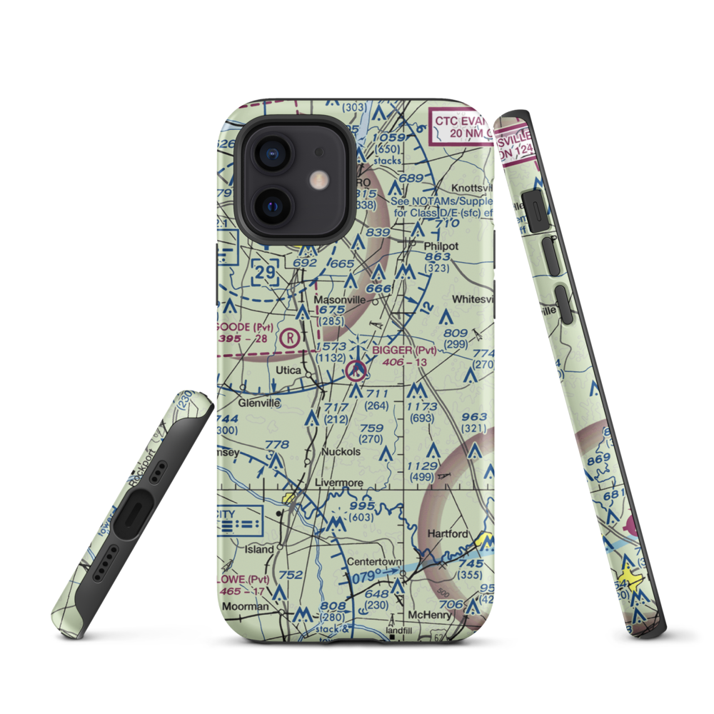 Bigger (Stol) STOLport (33KY) VFR Sectional  Tough iPhone Case iPhone 12 model shown