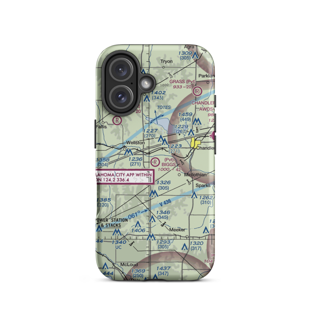 Biggs Skypatch Airport (43OK) VFR Sectional  Tough iPhone Case iPhone 16 model shown