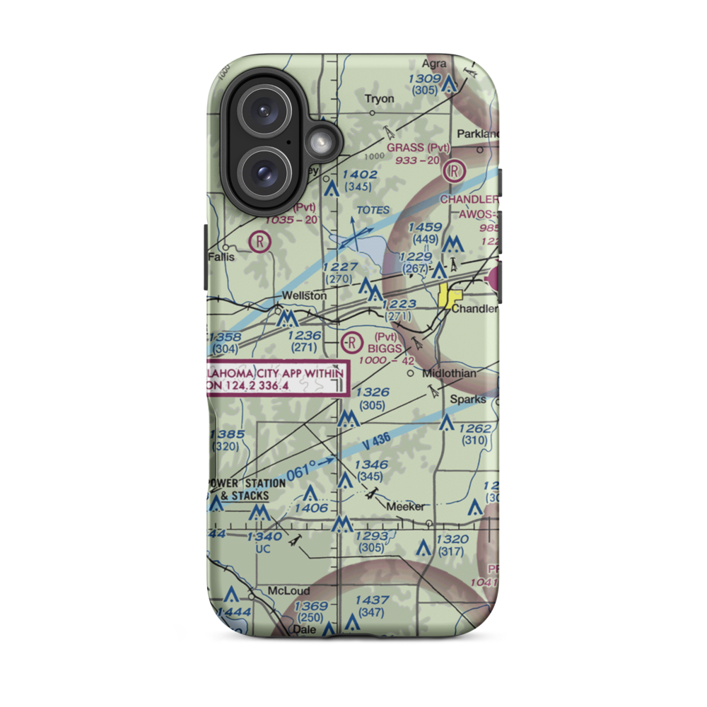 Biggs Skypatch Airport (43OK) VFR Sectional  Tough iPhone Case iPhone 16 Plus model shown