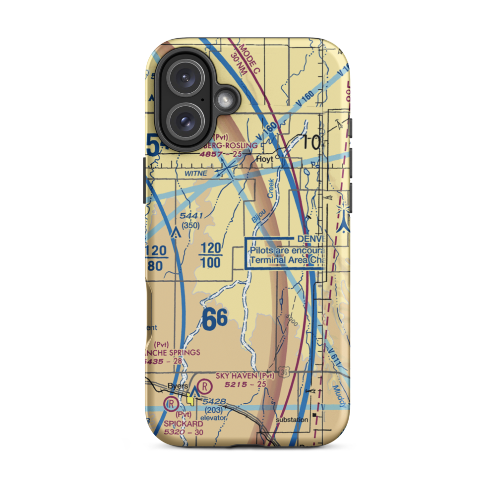 Bijou Basin Airport (CD17) VFR Sectional  Tough iPhone Case iPhone 16 Plus model shown