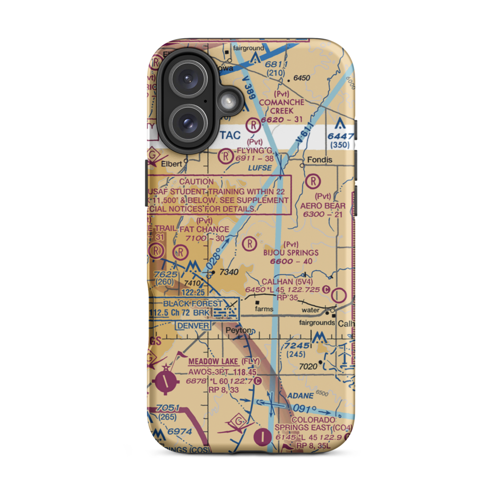 Bijou Springs Ranch Airport (2CD3) VFR Sectional  Tough iPhone Case iPhone 16 Plus model shown