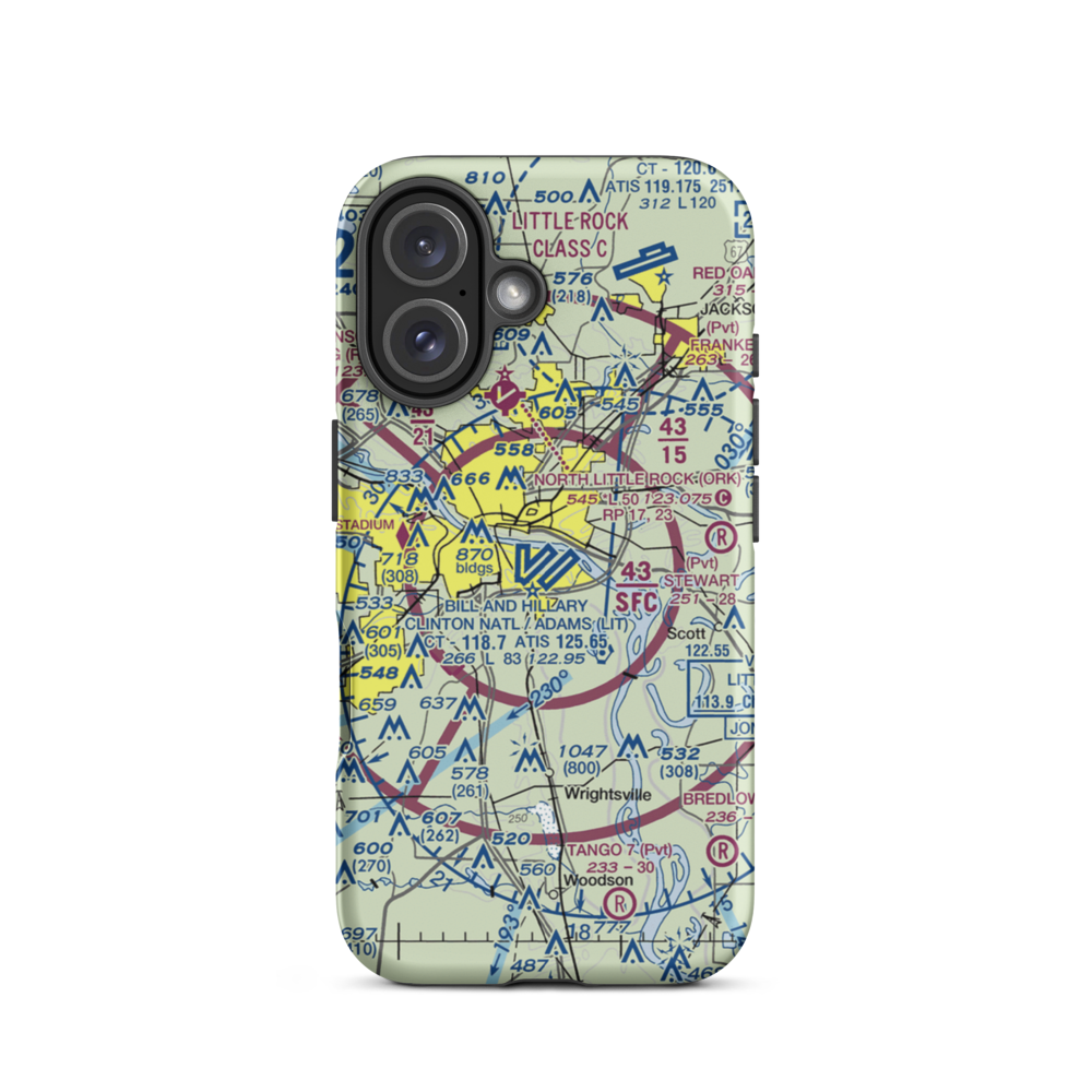 Bill & Hillary Clinton National Airport/Adams Field (LIT) VFR Sectional  Tough iPhone Case iPhone 16 model shown