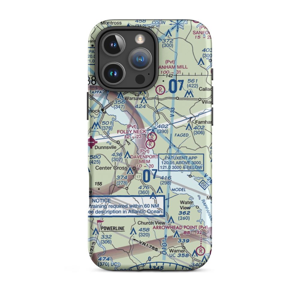 Bill Davenport Memorial Airport (3VA4) VFR Sectional  Tough iPhone Case iPhone 16 Pro Max model shown