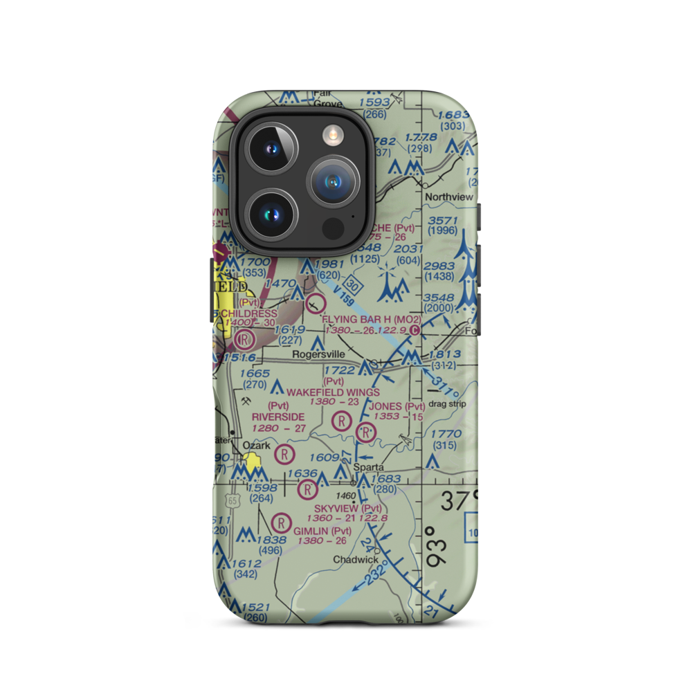 Bill Lee Memorial Airport (MO18) VFR Sectional  Tough iPhone Case iPhone 16 Pro model shown