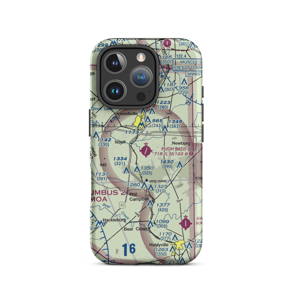Bill Pugh Field (M22) VFR Sectional  Tough iPhone Case iPhone 16 Pro model shown