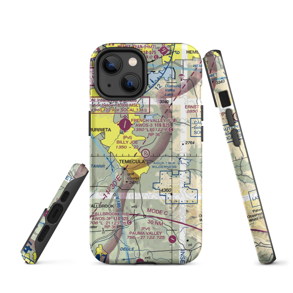 Billy Joe Airport (37CA) VFR Sectional  Tough iPhone Case iPhone 14 model shown