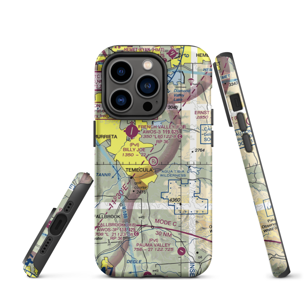 Billy Joe Airport (37CA) VFR Sectional  Tough iPhone Case iPhone 14 Pro model shown