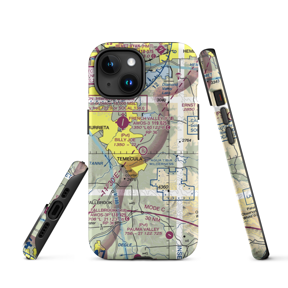 Billy Joe Airport (37CA) VFR Sectional  Tough iPhone Case iPhone 15 model shown