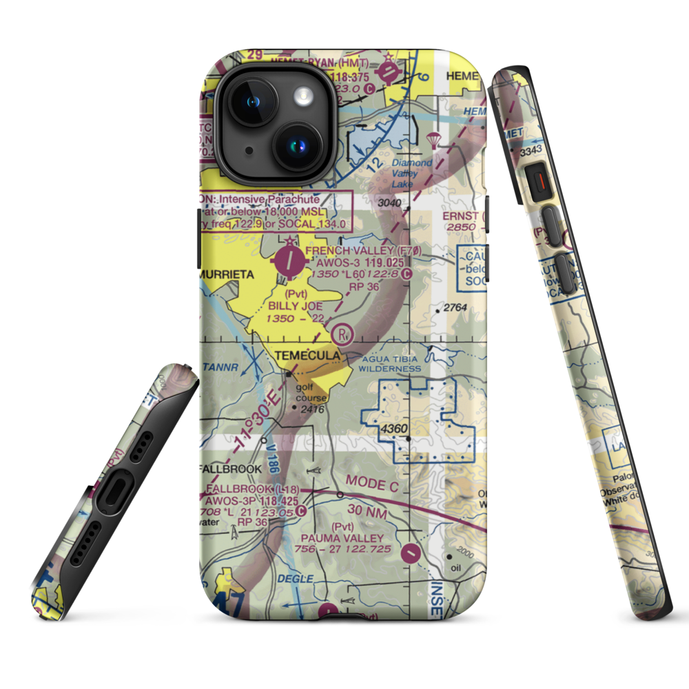 Billy Joe Airport (37CA) VFR Sectional  Tough iPhone Case iPhone 15 Plus model shown