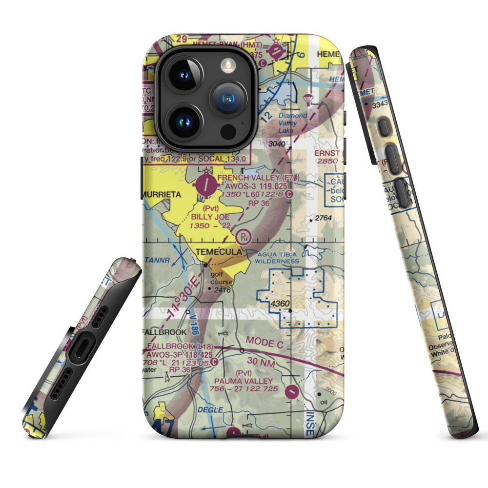 Billy Joe Airport (37CA) VFR Sectional  Tough iPhone Case iPhone 15 Pro Max model shown