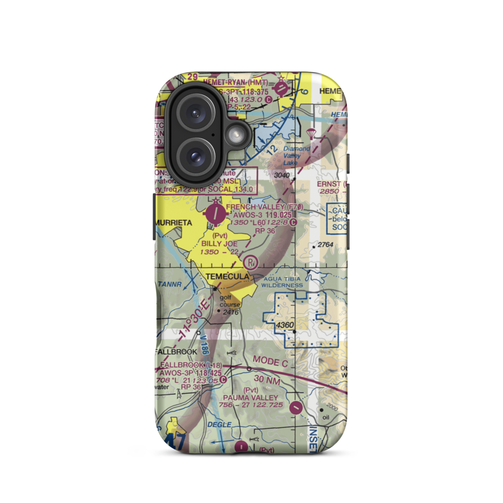 Billy Joe Airport (37CA) VFR Sectional  Tough iPhone Case iPhone 16 model shown