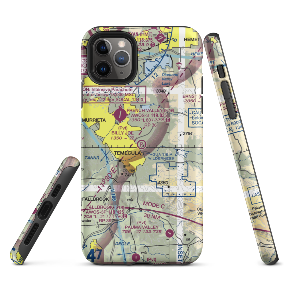 Billy Joe Airport (37CA) VFR Sectional  Tough iPhone Case iPhone 11 Pro Max model shown