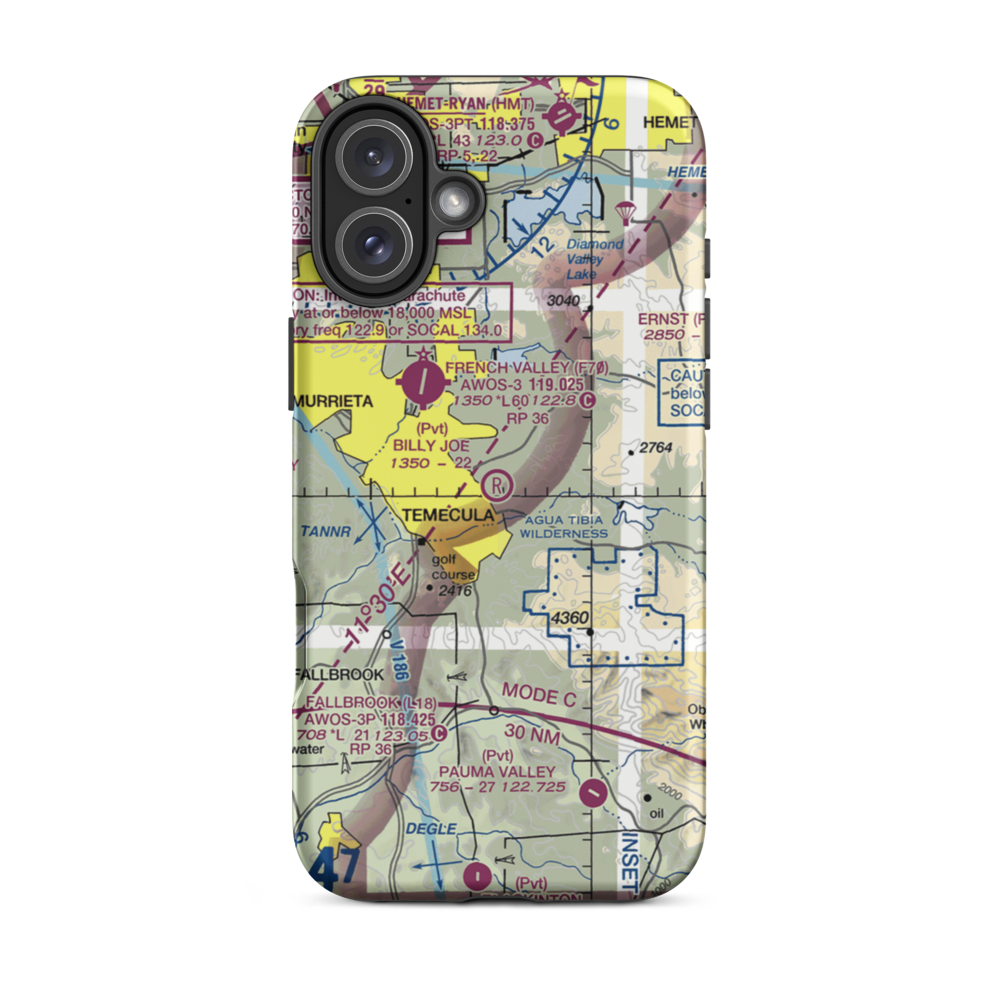 Billy Joe Airport (37CA) VFR Sectional  Tough iPhone Case iPhone 16 Plus model shown
