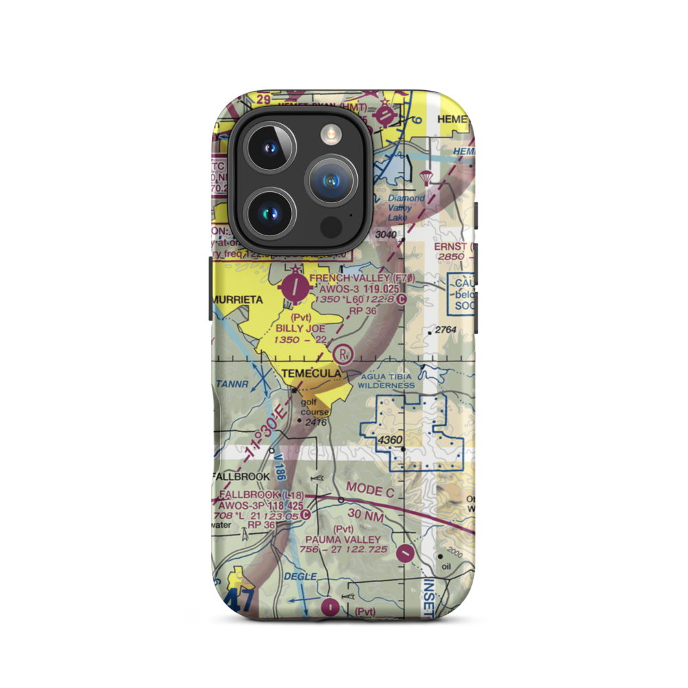 Billy Joe Airport (37CA) VFR Sectional  Tough iPhone Case iPhone 16 Pro model shown
