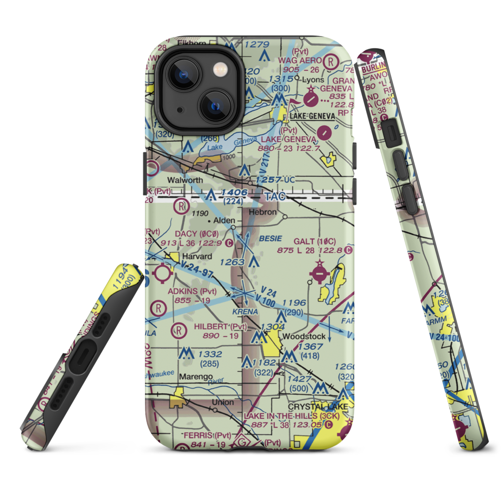 Bingham Airport (IL05) VFR Sectional  Tough iPhone Case iPhone 14 Plus model shown