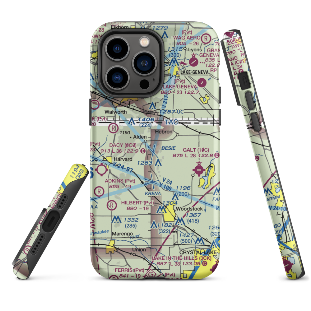 Bingham Airport (IL05) VFR Sectional  Tough iPhone Case iPhone 14 Pro Max model shown