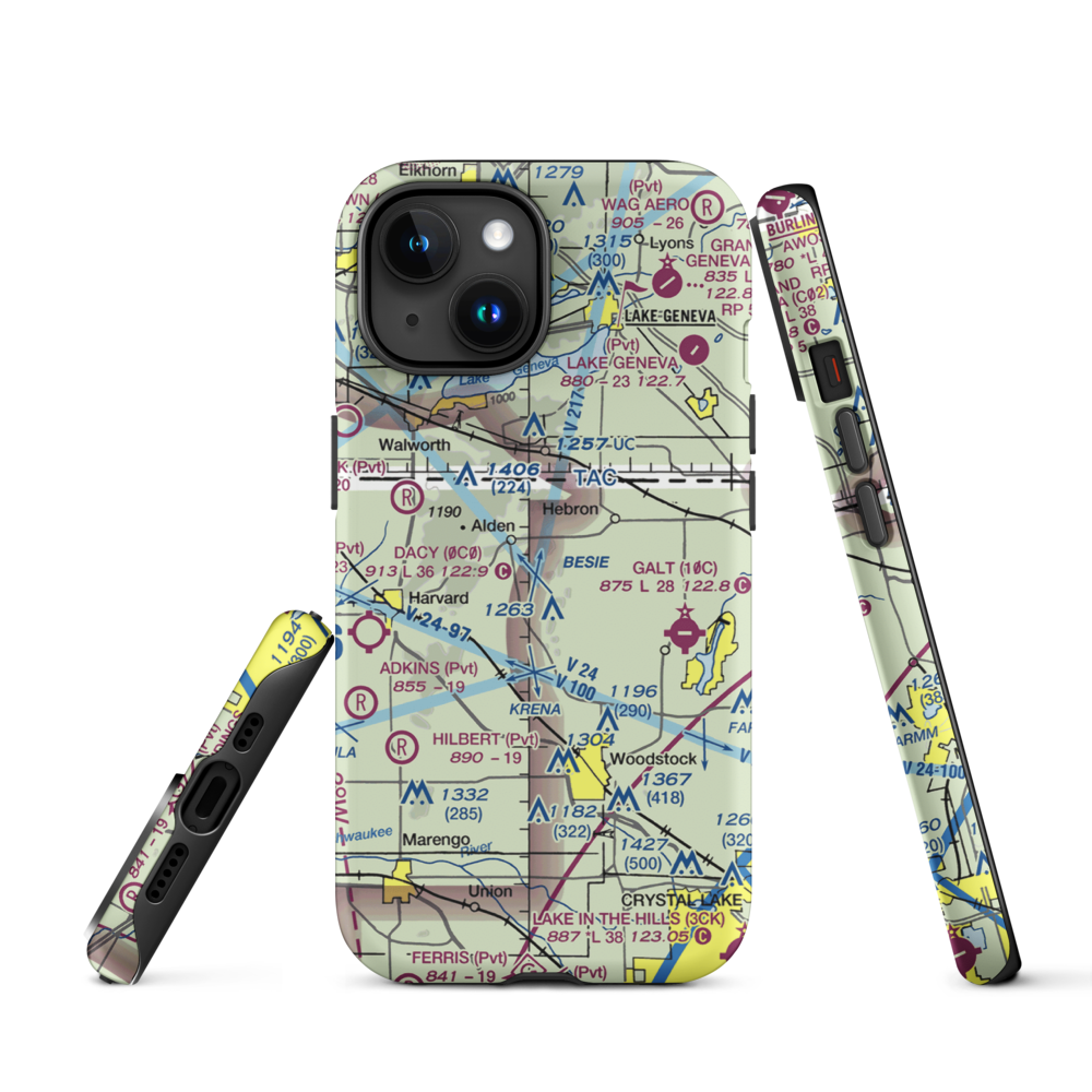 Bingham Airport (IL05) VFR Sectional  Tough iPhone Case iPhone 15 model shown