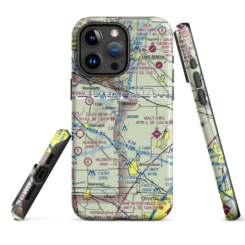 Bingham Airport (IL05) VFR Sectional  Tough iPhone Case iPhone 15 Pro Max model shown