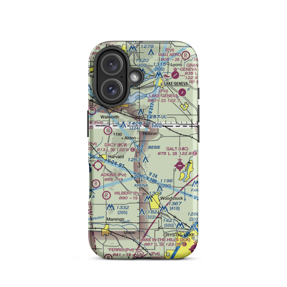Bingham Airport (IL05) VFR Sectional  Tough iPhone Case iPhone 16 model shown