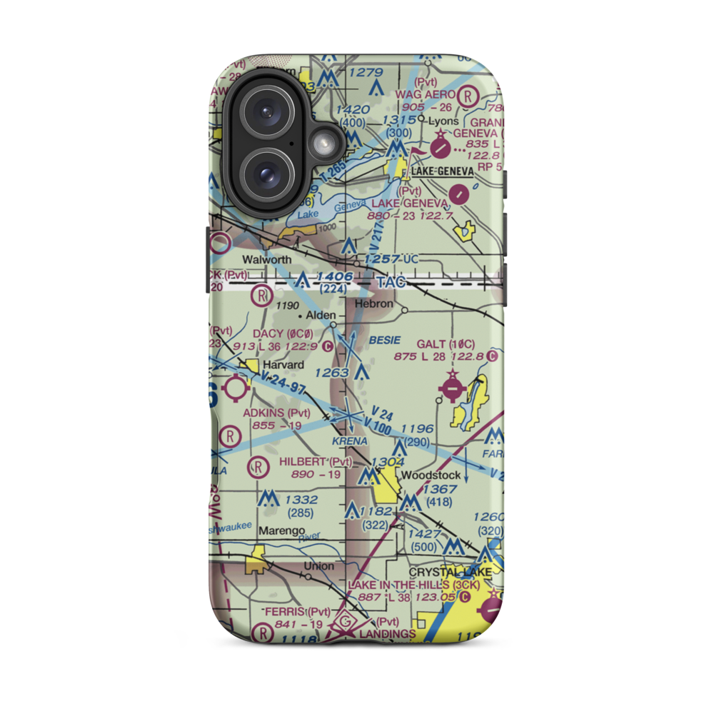 Bingham Airport (IL05) VFR Sectional  Tough iPhone Case iPhone 16 Plus model shown
