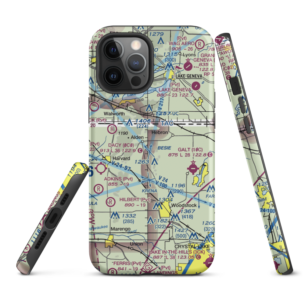 Bingham Airport (IL05) VFR Sectional  Tough iPhone Case iPhone 12 Pro Max model shown