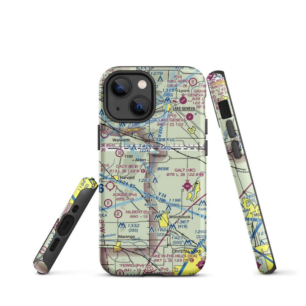 Bingham Airport (IL05) VFR Sectional  Tough iPhone Case iPhone 13 mini model shown
