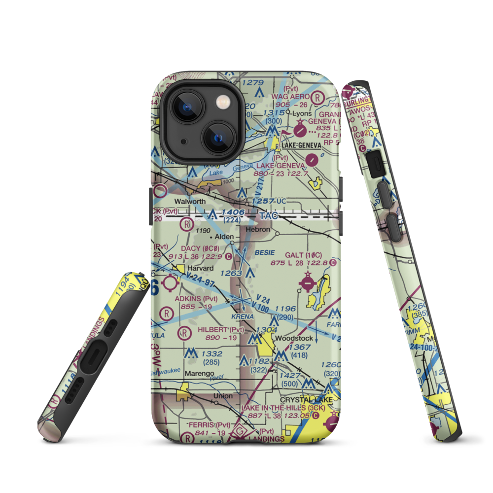 Bingham Airport (IL05) VFR Sectional  Tough iPhone Case iPhone 13 model shown