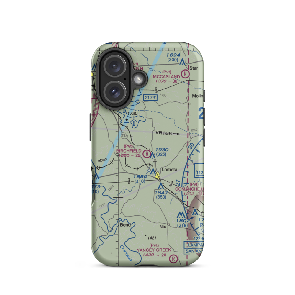 Birchfield Ranch Airport (XA44) VFR Sectional  Tough iPhone Case iPhone 16 model shown