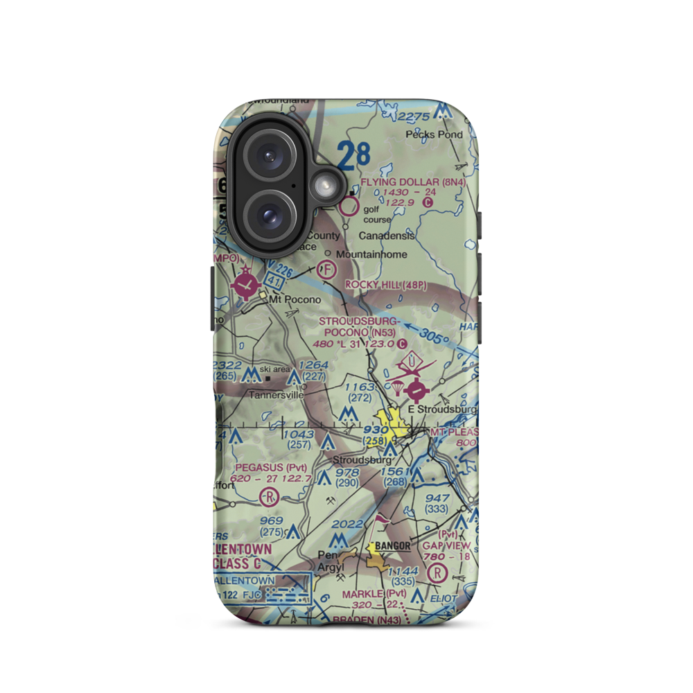 Birchwood-Pocono Airport (ESP) VFR Sectional  Tough iPhone Case iPhone 16 model shown