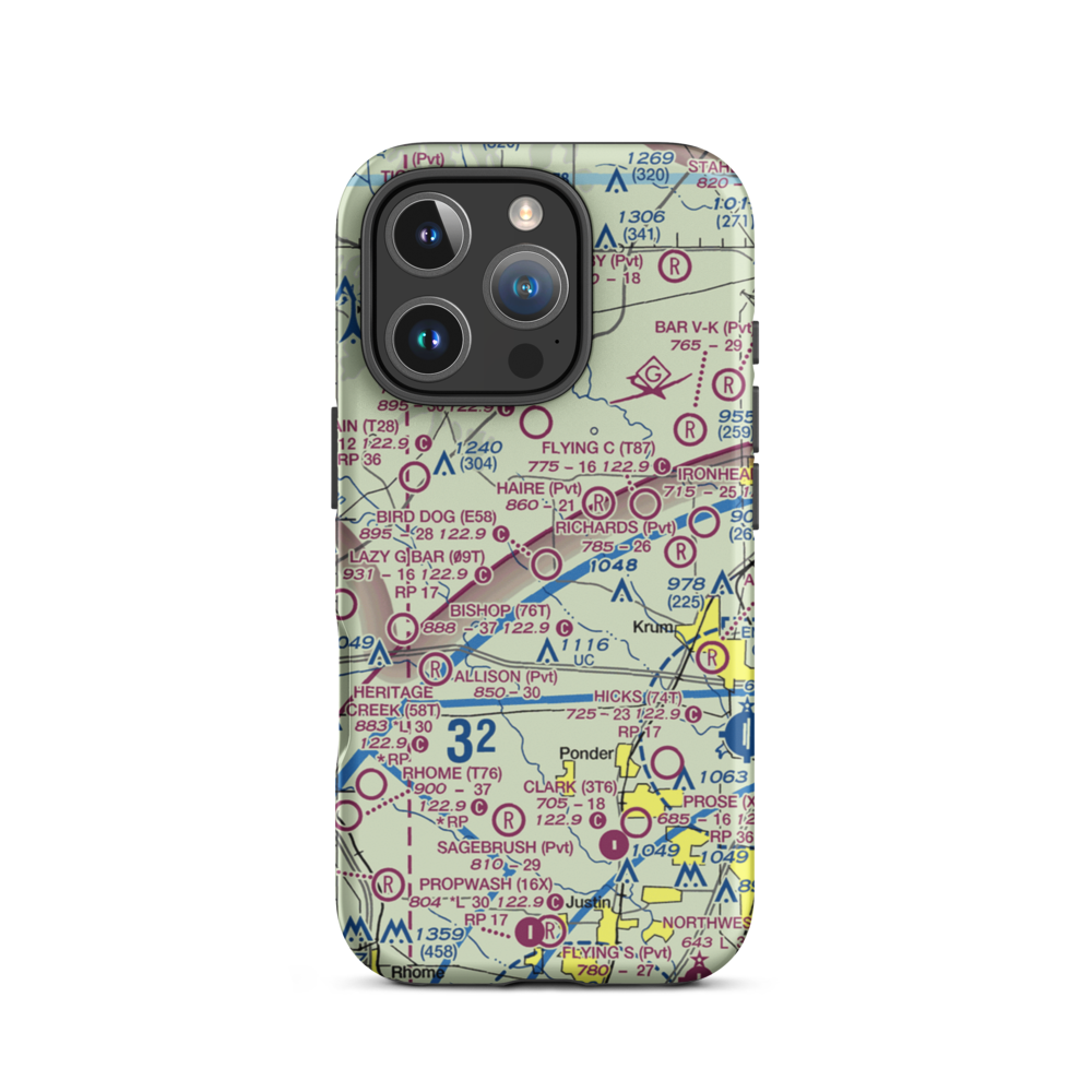 Bird Dog Airfield (E58) VFR Sectional  Tough iPhone Case iPhone 16 Pro model shown