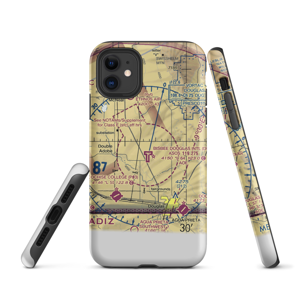 Bisbee Douglas International Airport (DUG) VFR Sectional  Tough iPhone Case iPhone 11 model shown