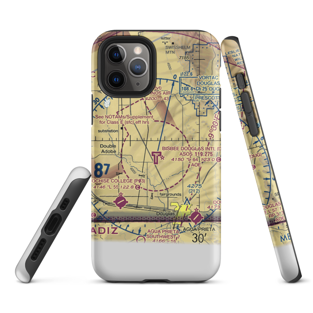 Bisbee Douglas International Airport (DUG) VFR Sectional  Tough iPhone Case iPhone 11 Pro model shown