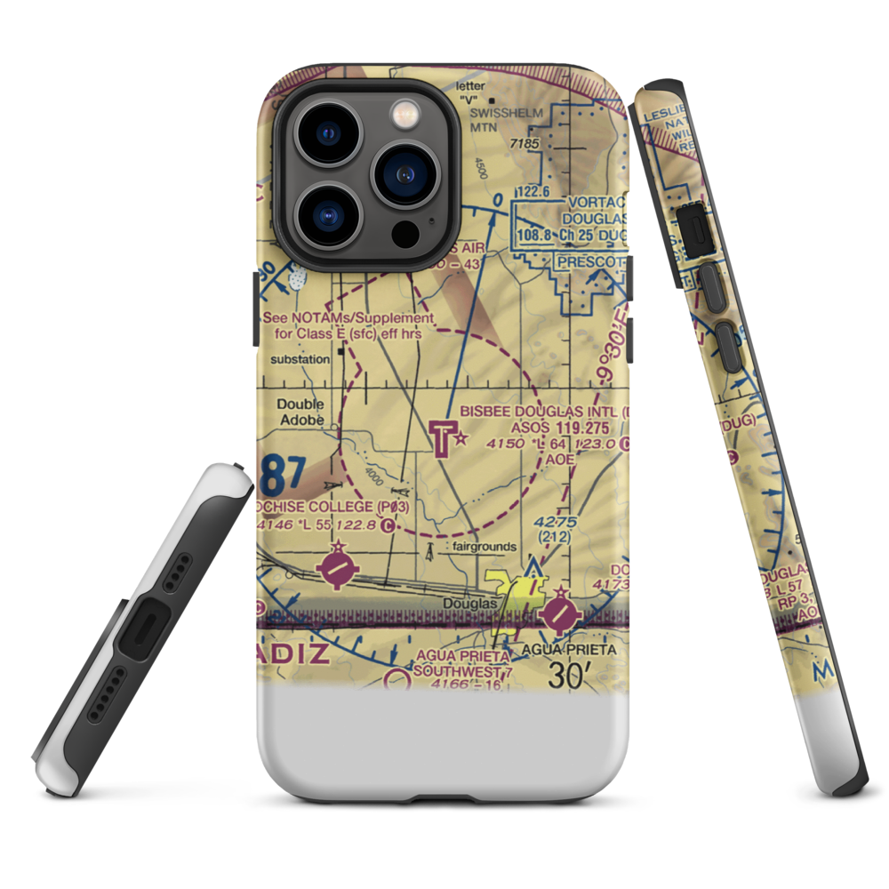Bisbee Douglas International Airport (DUG) VFR Sectional  Tough iPhone Case iPhone 13 Pro Max model shown