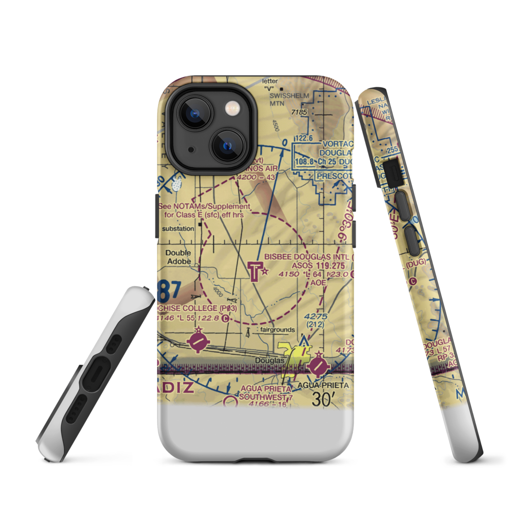Bisbee Douglas International Airport (DUG) VFR Sectional  Tough iPhone Case iPhone 14 model shown