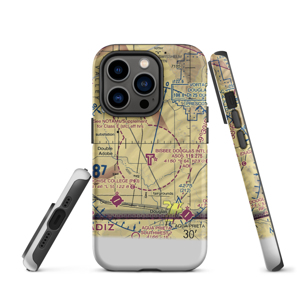 Bisbee Douglas International Airport (DUG) VFR Sectional  Tough iPhone Case iPhone 14 Pro model shown