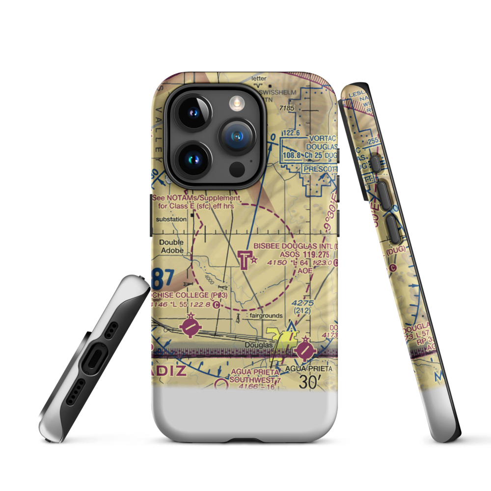 Bisbee Douglas International Airport (DUG) VFR Sectional  Tough iPhone Case iPhone 15 Pro model shown