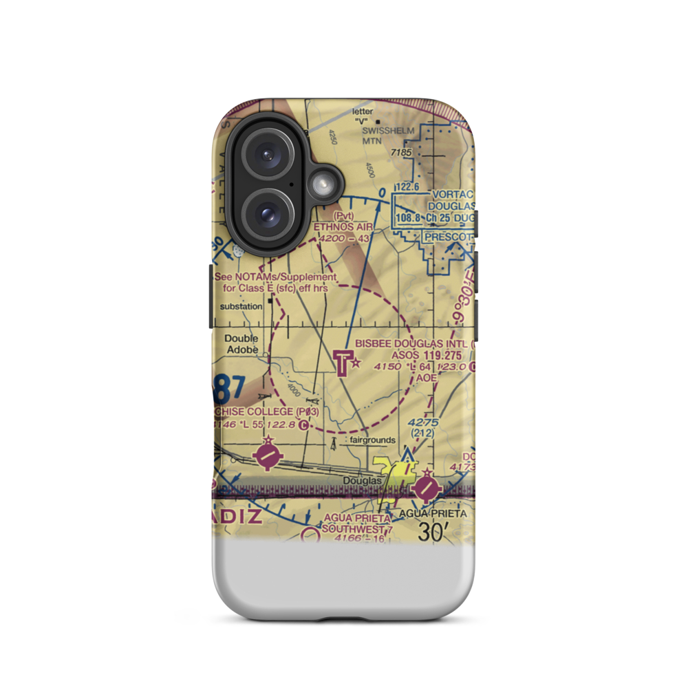 Bisbee Douglas International Airport (DUG) VFR Sectional  Tough iPhone Case iPhone 16 model shown