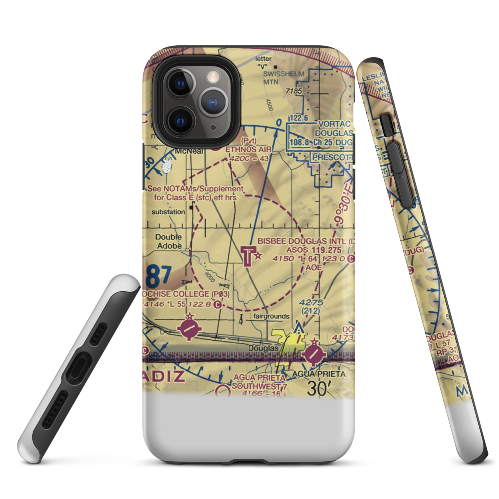 Bisbee Douglas International Airport (DUG) VFR Sectional  Tough iPhone Case iPhone 11 Pro Max model shown