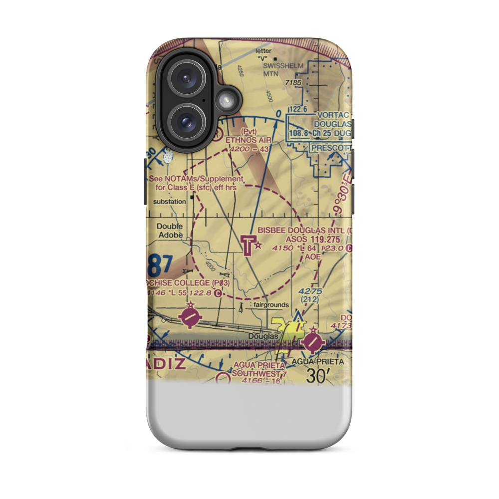Bisbee Douglas International Airport (DUG) VFR Sectional  Tough iPhone Case iPhone 16 Plus model shown