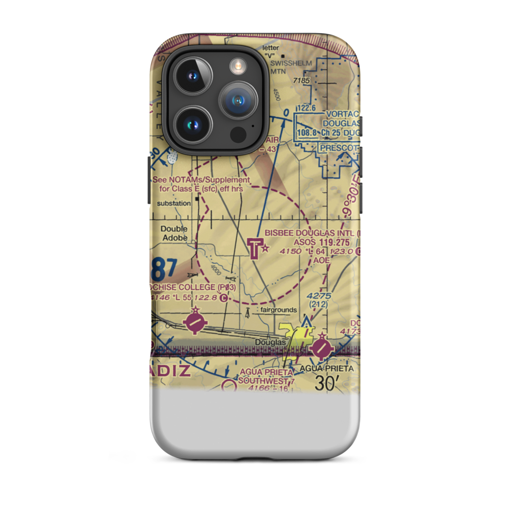 Bisbee Douglas International Airport (DUG) VFR Sectional  Tough iPhone Case iPhone 16 Pro Max model shown