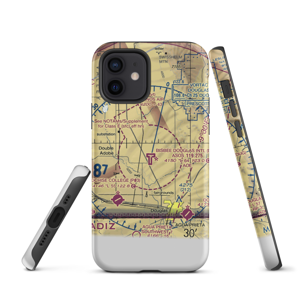 Bisbee Douglas International Airport (DUG) VFR Sectional  Tough iPhone Case iPhone 12 model shown