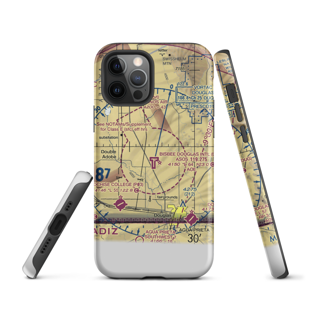Bisbee Douglas International Airport (DUG) VFR Sectional  Tough iPhone Case iPhone 12 Pro model shown