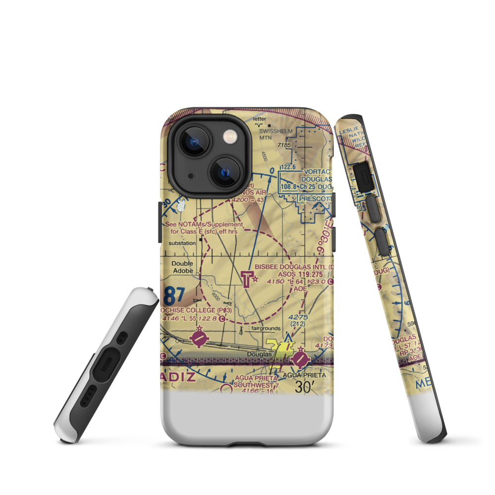 Bisbee Douglas International Airport (DUG) VFR Sectional  Tough iPhone Case iPhone 13 mini model shown