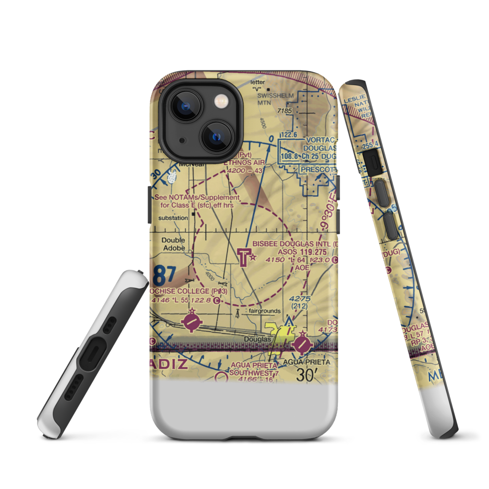 Bisbee Douglas International Airport (DUG) VFR Sectional  Tough iPhone Case iPhone 13 model shown