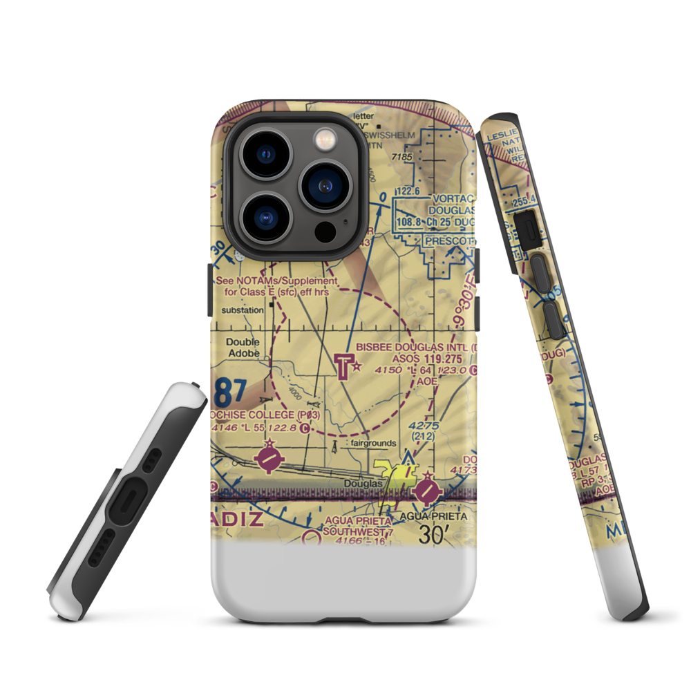 Bisbee Douglas International Airport (DUG) VFR Sectional  Tough iPhone Case iPhone 13 Pro model shown