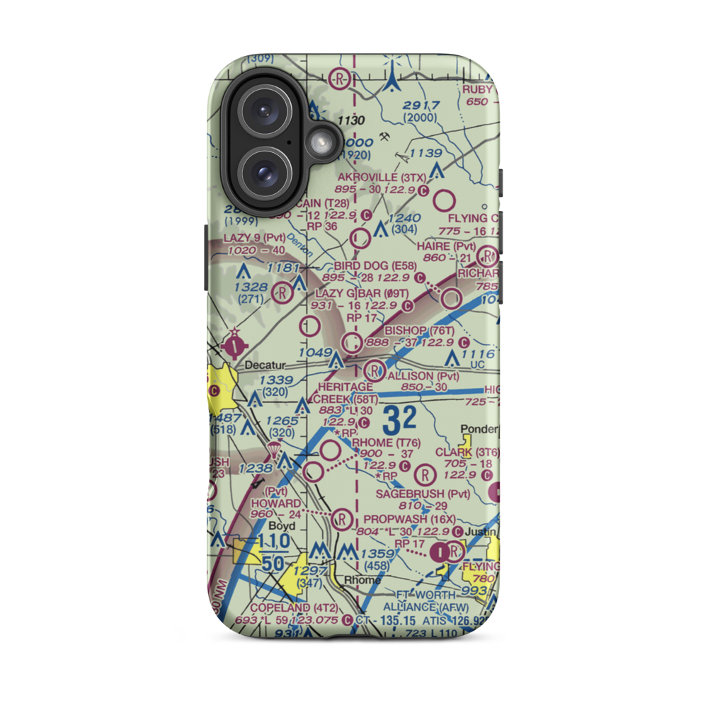 Bishop Airport (76T) VFR Sectional  Tough iPhone Case iPhone 16 Plus model shown